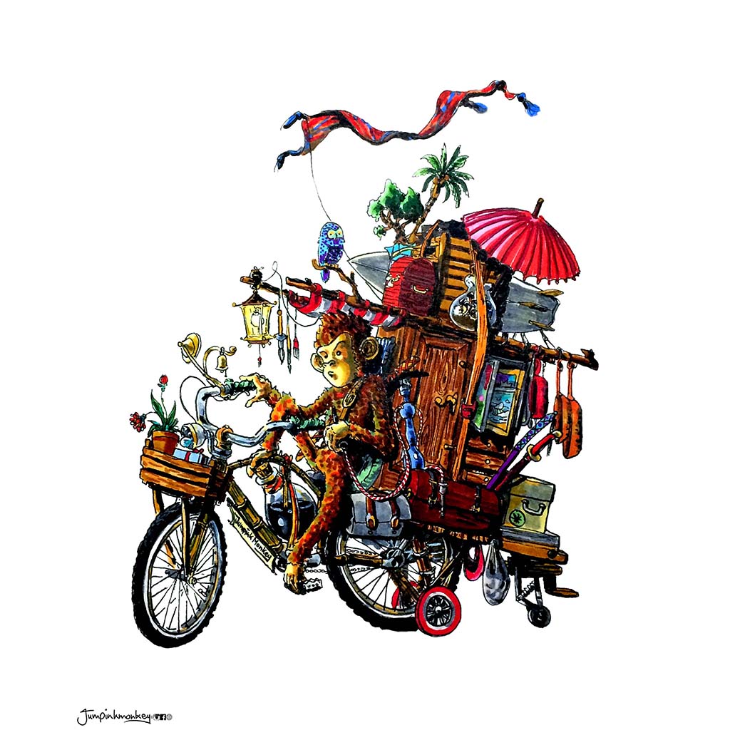 'Monkey Travels' Art Print