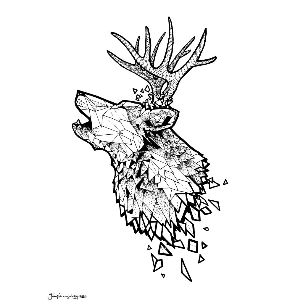 Wolf Deer' Art Print – jumpinkmonkey