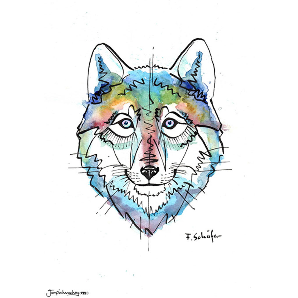 'Watercolor Wolf' Art Print