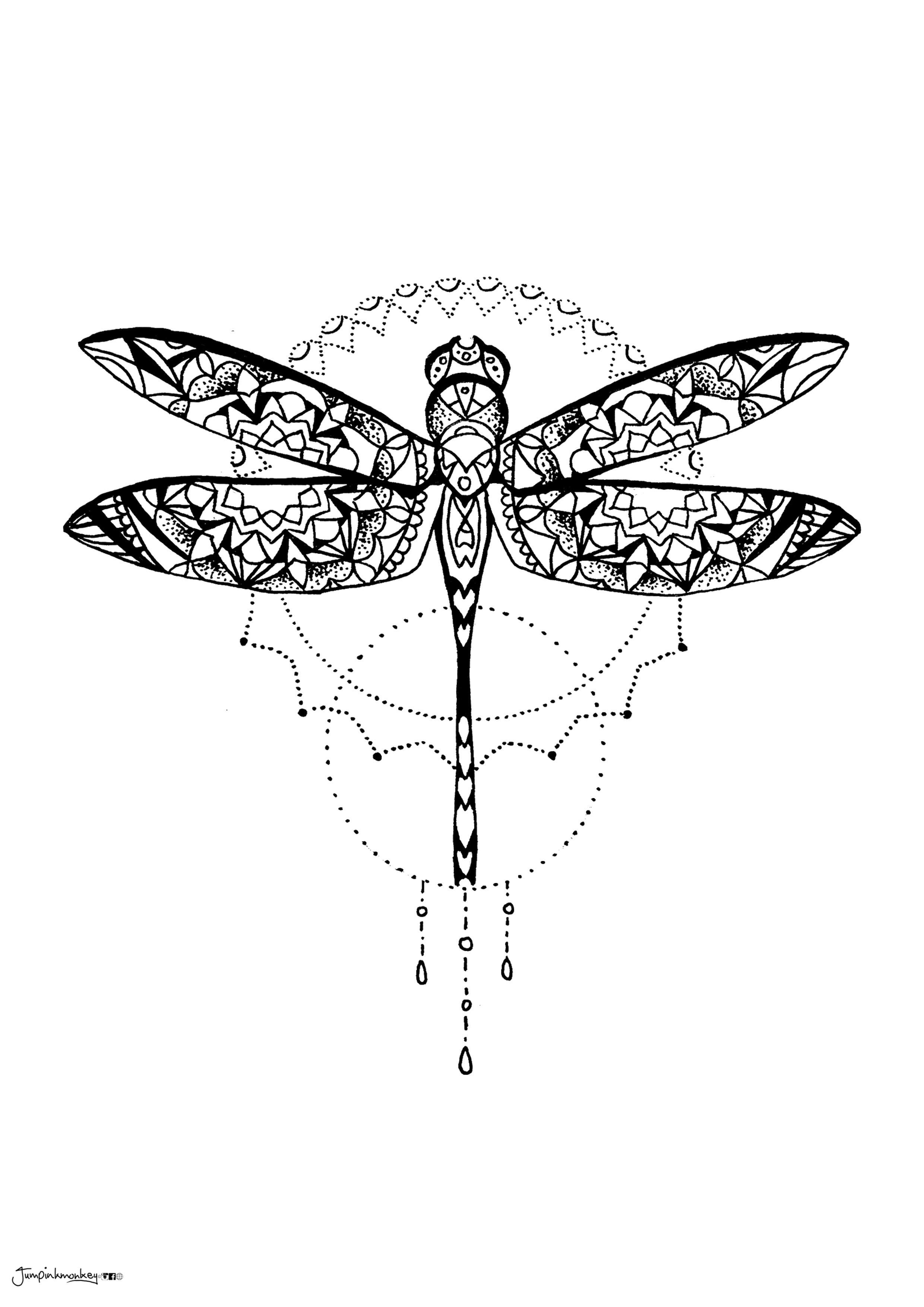 geometric theme dragonfly insect