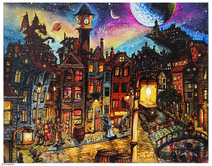 Amsterdam night original art print