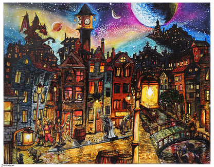 Amsterdam night original art print