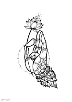 Chin mudra sketch hand holding flower spiritual