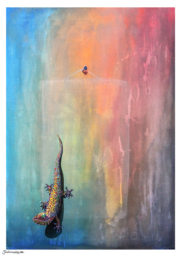 missing painting with an exposed gekko