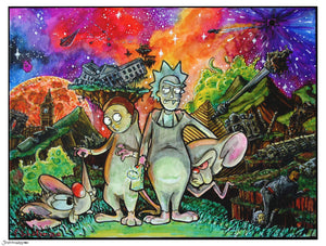 Rick & Morty and Pinky and the Brain fantasy painting